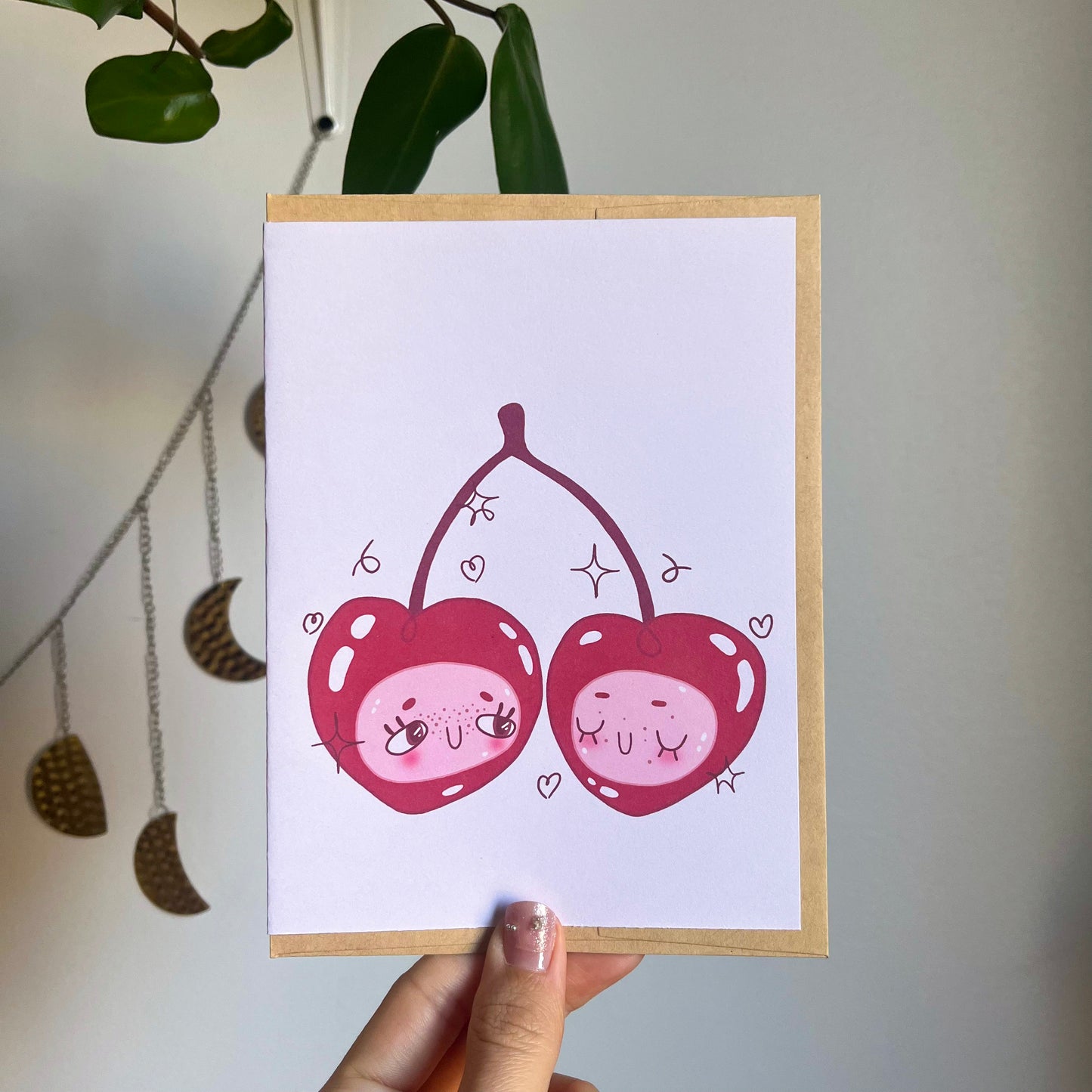 Cherries greeting card