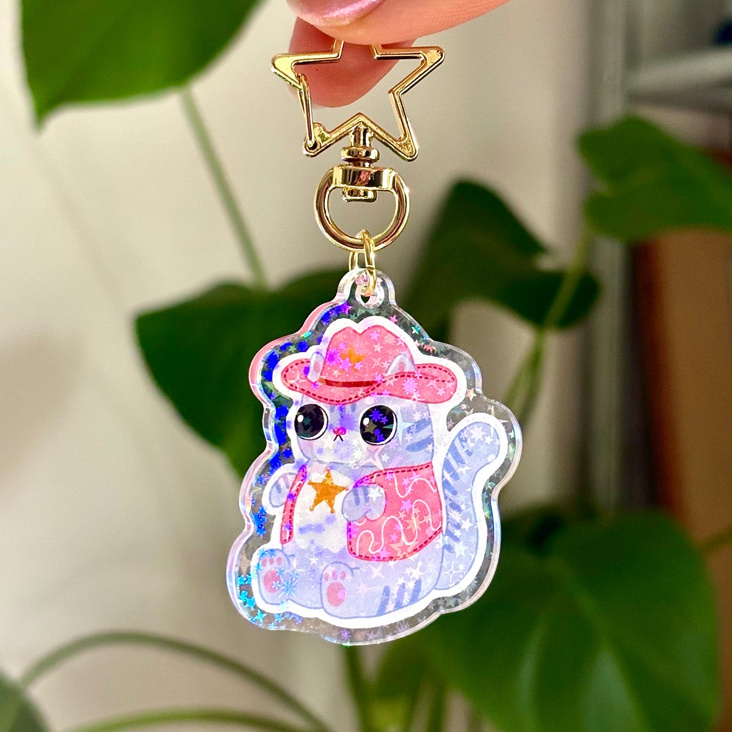 Cat cowboy keychain
