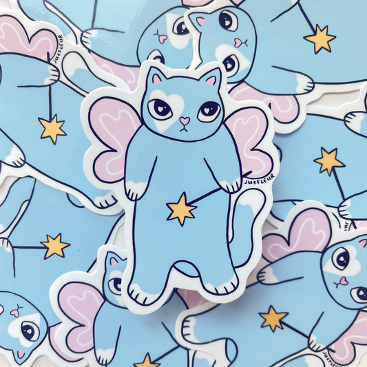 Autocollant chat-fée