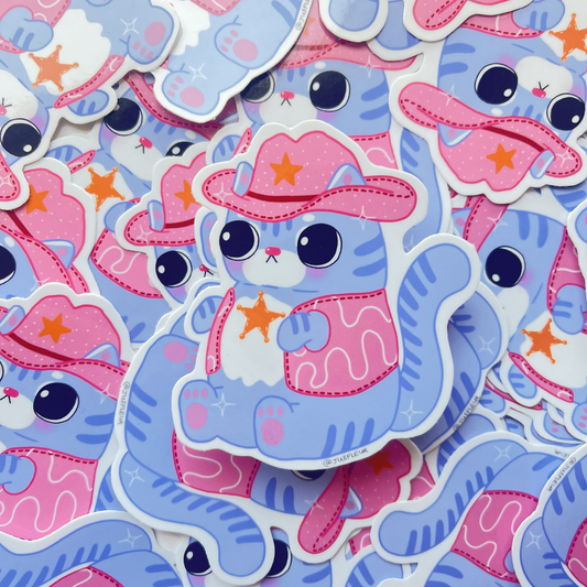 Autocollant chat cowboy