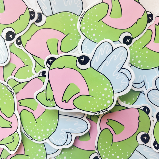 Autocollant grenouille fée