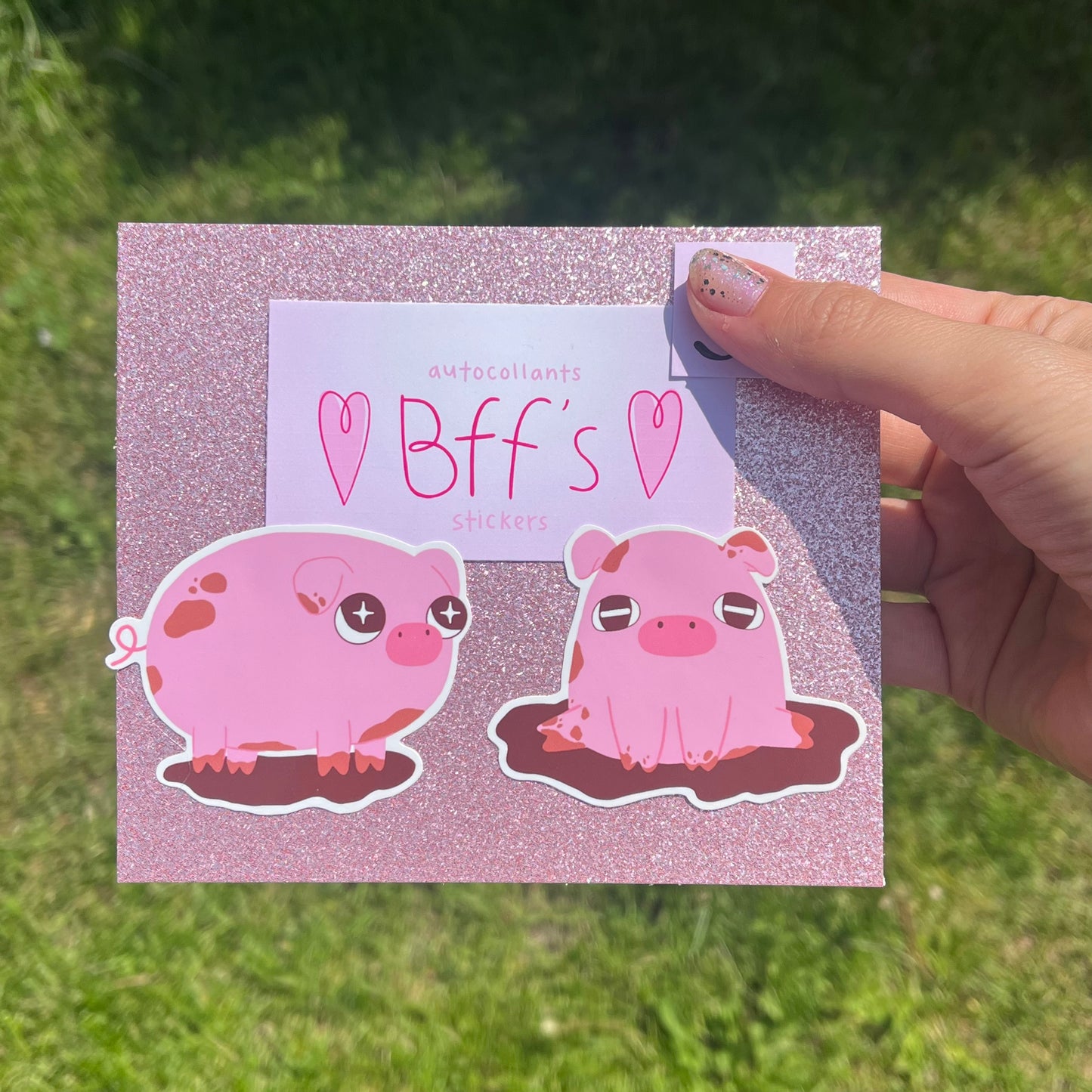 Cochons besties (duo autocollants d'amitié)