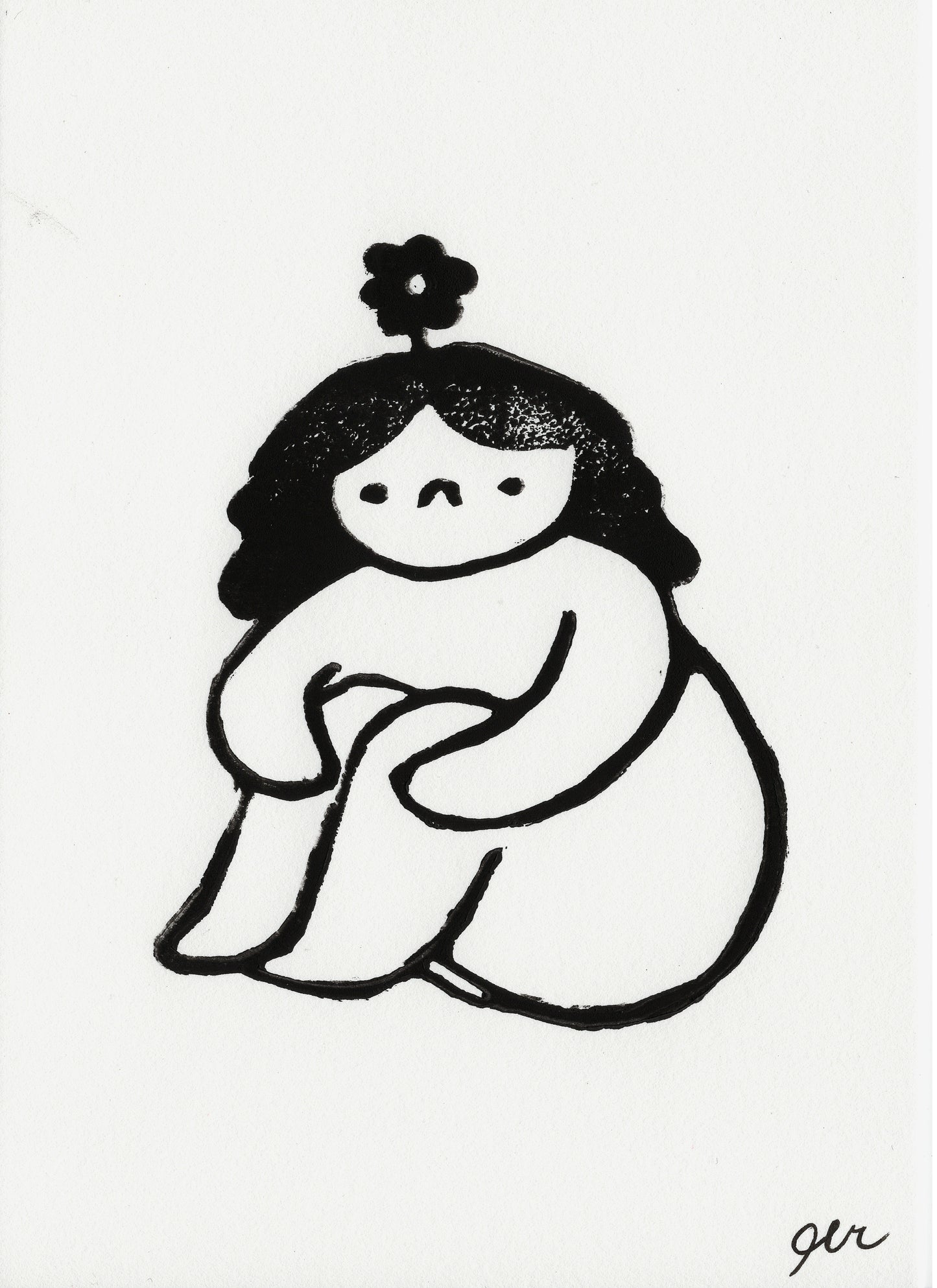 Impression lino - plant girl ROSE