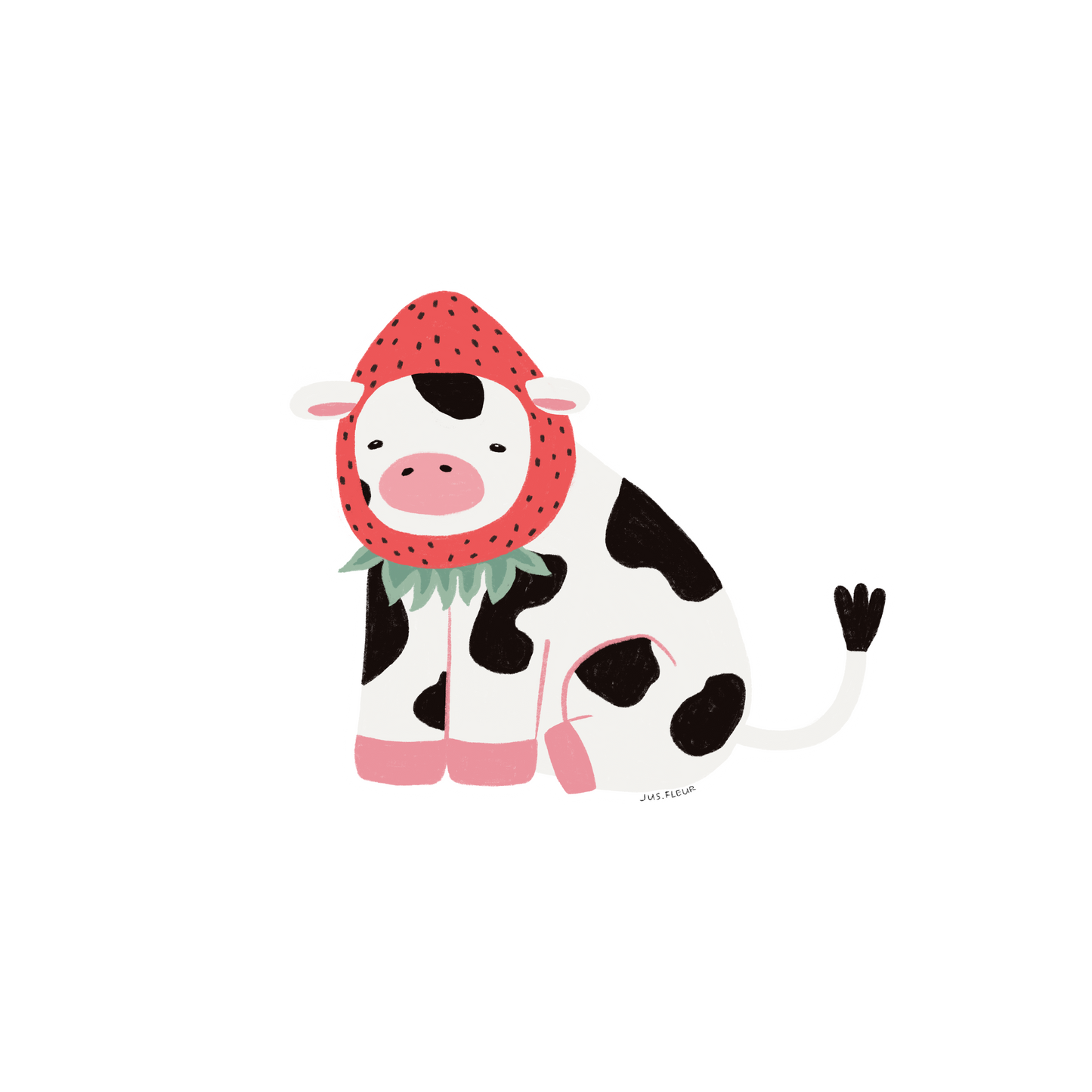 Autocollant vache-fraise